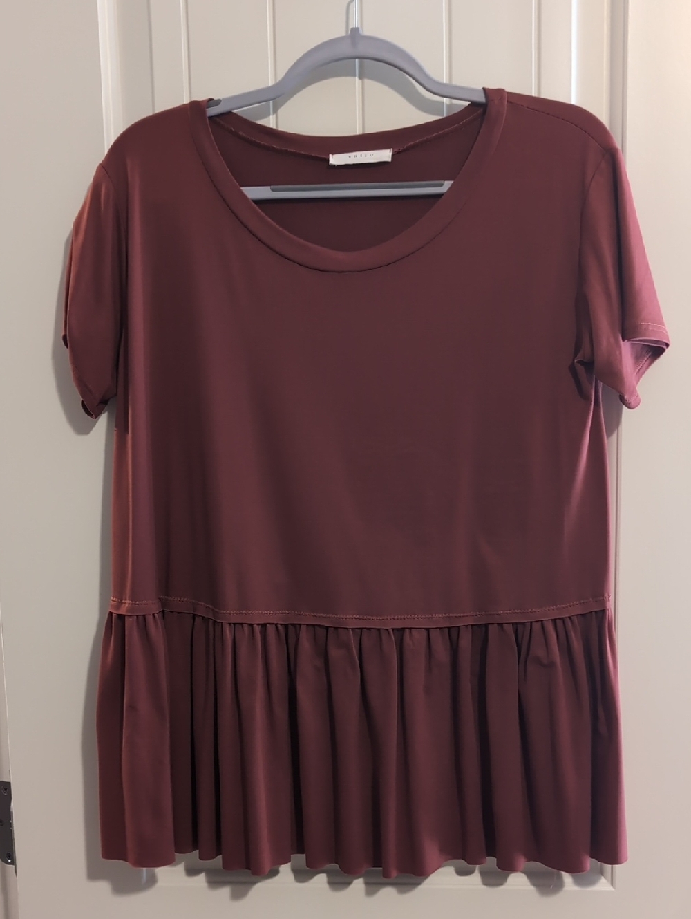 entro Ruffled Hem Short Sleeve Top - Dusty Rose
